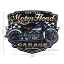 Embossed Metal Wall Sign Motor Head Garage