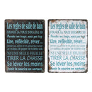 Metal Wall Sign (Regles De Salle De Bain) (Asstd) - Set of 2