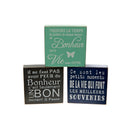 Square Wood Blocks (Inspirational - French) (Asstd) - Set of 3