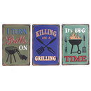 Metal Embossed Wall Sign (Bbq Time) - Set of 3