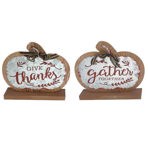Wood And Galvanized Pumpkin Stand (Asstd) - Set of 2