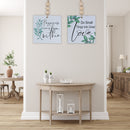 Square Wood Hanger With Beads Inspirational Asstd - Set of 2