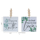 Square Wood Hanger With Beads Inspirational Asstd - Set of 2