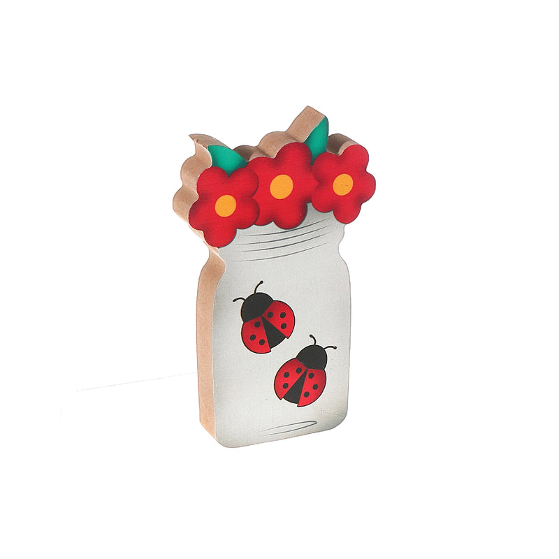 Wooden Ladybug Mason Jar Decor