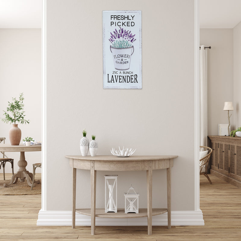 Metal Wall Sign Freshly Picked Lavender