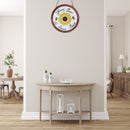 Framed Round Wood Sign Honey Bees & Flowers Please