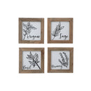 Framed Wood Blocks Kitchen Herbs Asstd - Set of 4