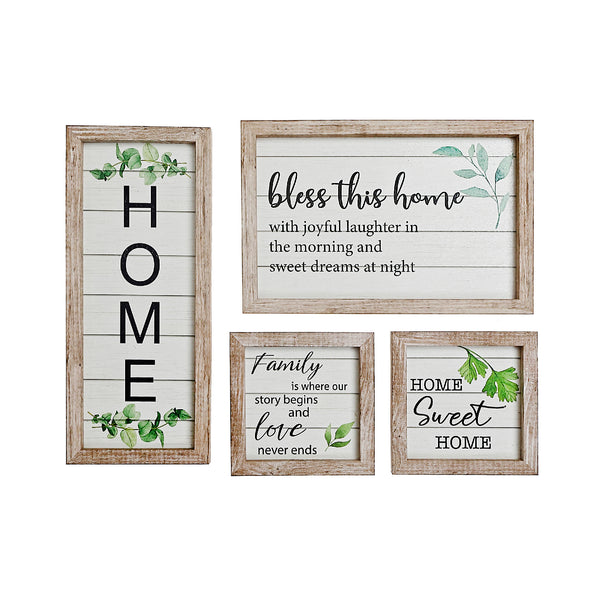 4Pc Assorted Woodgrain Frame Set Home