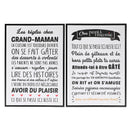 Framed Canvas Wall Sign (Regles Chez Papi & Mamie) (Asstd) - Set of 2