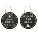 Round Mdf Cat Sign  - Set of 2