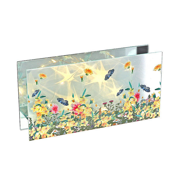 Rect. Led Painted Glass Decor Floral Garden