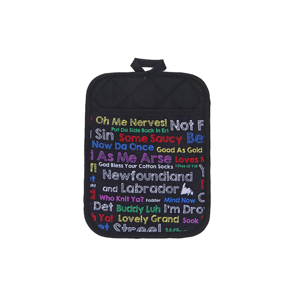 Pot Holder With Pocket Colorful Sayings - Set of 6