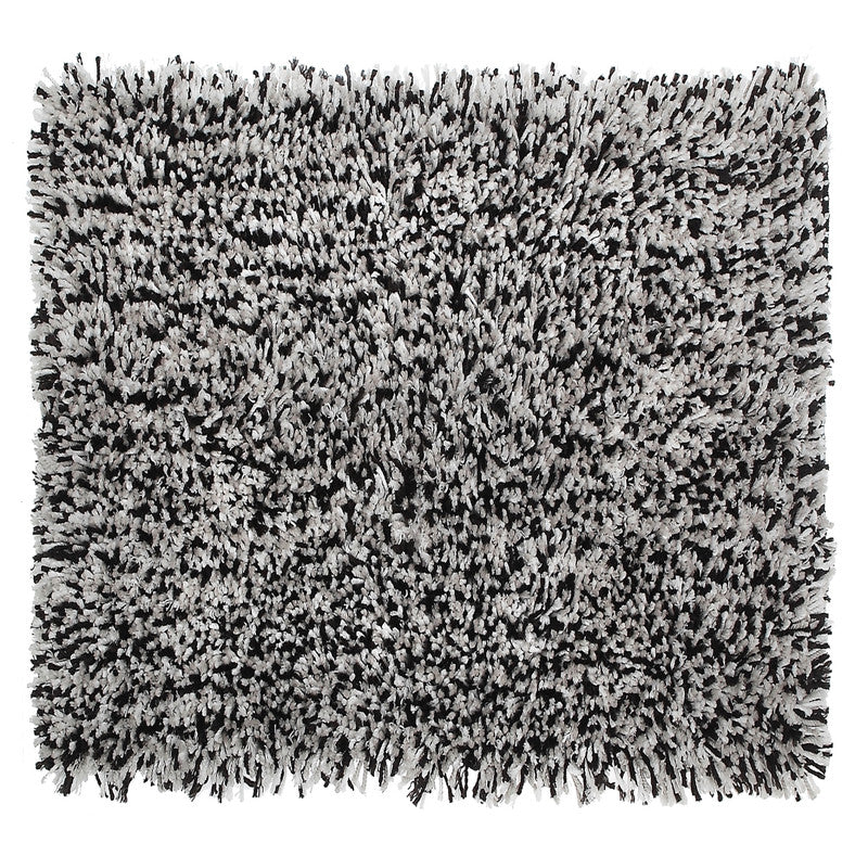 Microfibre Shaggy Bath Mat (Black/White) (20 X 32)