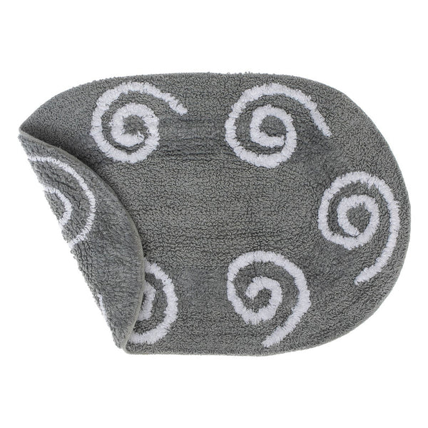 Reversible Cotton Swirly Oval Bath Mat (16 X 24) (Gray) - Set of 2