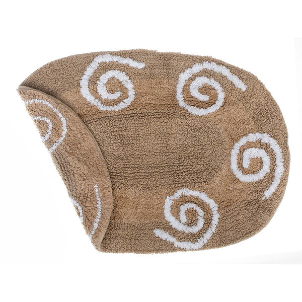 Reversible Cotton Swirly Oval Bath Mat (16 X 24) (Taupe) - Set of 2