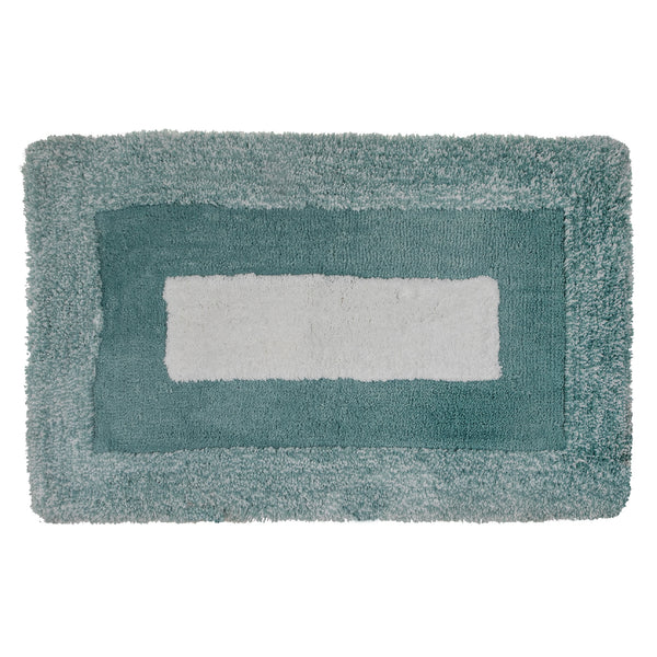 Microfibre Border Bath Mat (Blue) (20 X 32)