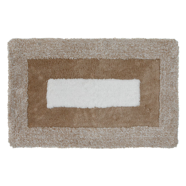 Microfibre Border Bath Mat (Taupe) (20 X 32)