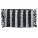 Microfibre Striped Bath Mat With Fringe Black 20X32