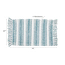 Microfibre Striped Bath Mat With Fringe Blue 20X32