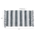Microfibre Striped Bath Mat With Fringe Gray 20X32
