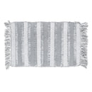 Microfibre Striped Bath Mat With Fringe Gray 20X32