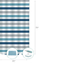 14Pc Set Peva S. Curtain + 12 Hooks + Bathmat Navy Striped