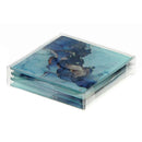 4 Pc Square Glass Coasters Marbling Black & Gold