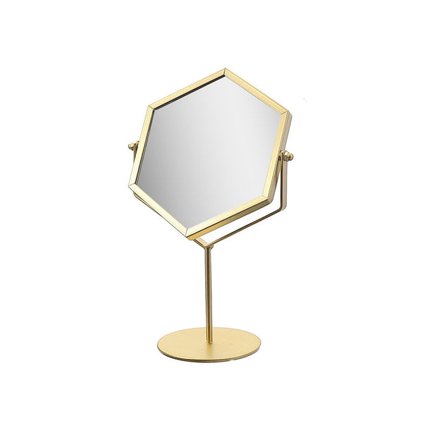 Hexagon Mirror On Pedestal (Gold)
