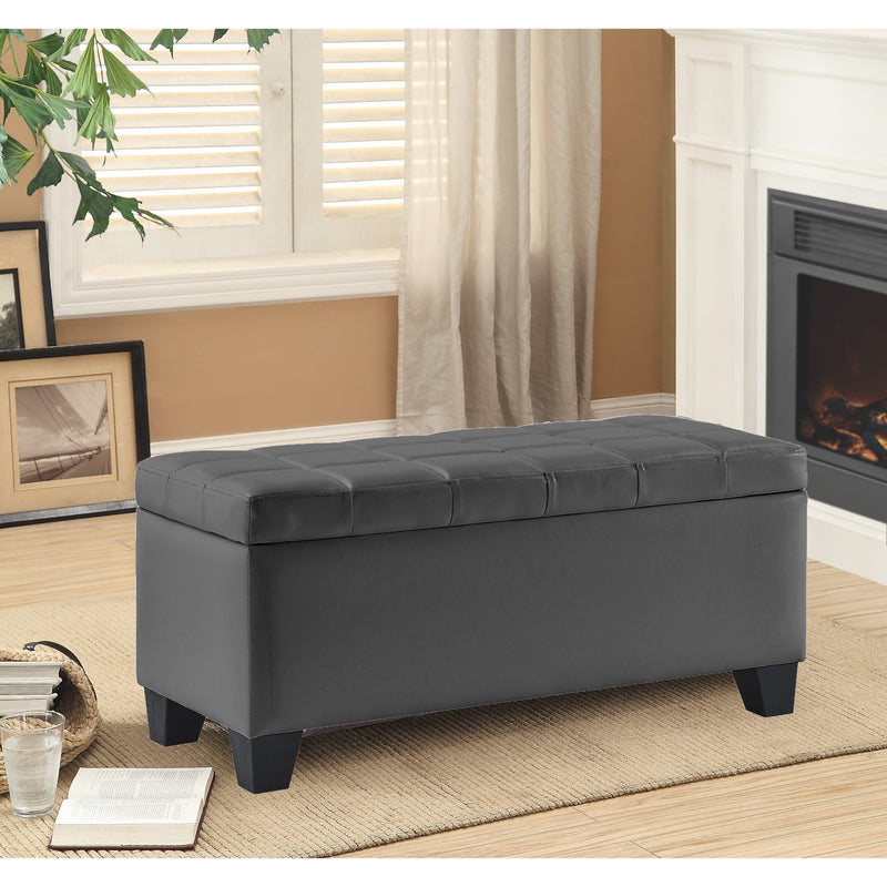 Pleather Impression Bench With Storage (Gray)