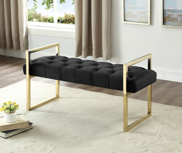 Imperial Tufted Bench With Gold Stand (Black)