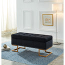 Imperial Tufted Double Ottoman With Studs And Gold Base (Black)
