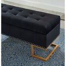 Imperial Tufted Double Ottoman With Studs And Gold Base (Black)