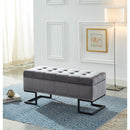 Imperial Tufted Double Ottoman With Black Base (Gray)