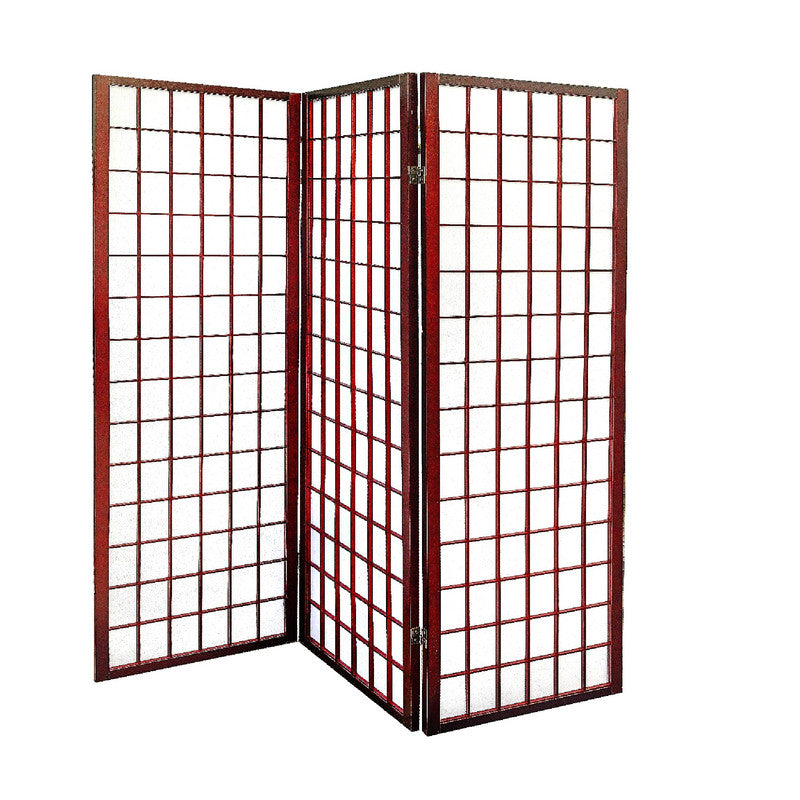 3 Panel Wood Framed Paper Screen (Mahogany)