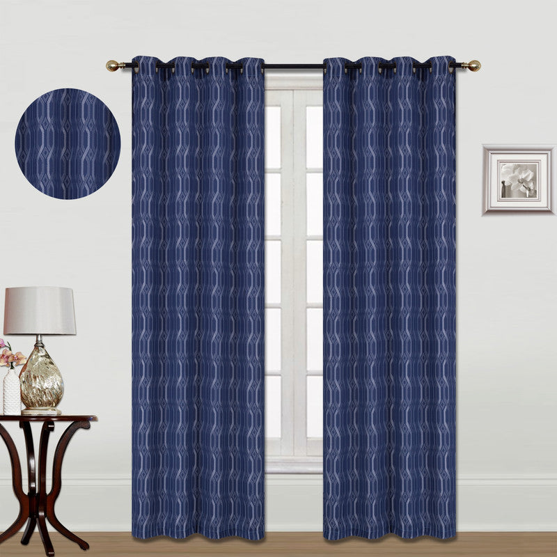 Jacquard Blackout Panel W 8 Grom (Chainlink) (Navy Blue) (84")