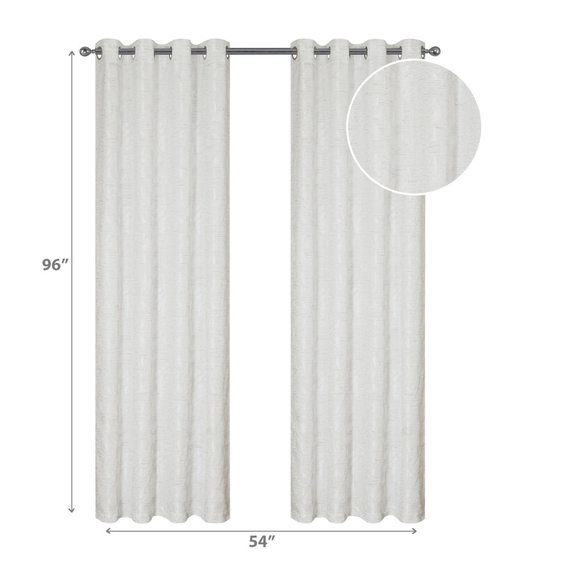 Jacquard Panel W 8 Grom Leaves Gray 96" - Set of 2