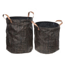 2Pc Textilene Round Storage Basket With Handles (Chocolate)