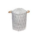 Round Fabric Hamper With Handle (White Diamond)