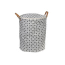 Round Fabric Hamper With Zipper Lid (Checkered Tiles)