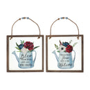 Framed Floral Print Glass Wall Hanger Asstd - Set of 2