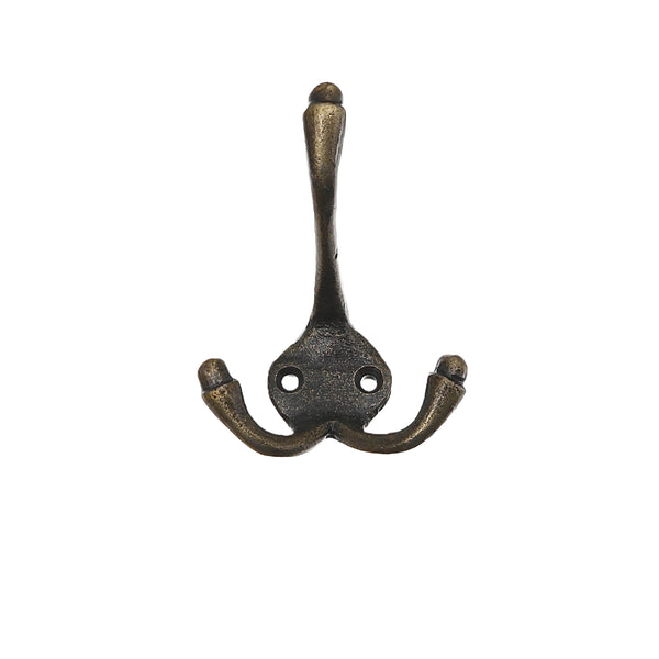 Classic Triple Iron Wall Hook (Antique Brass) - Set of 4