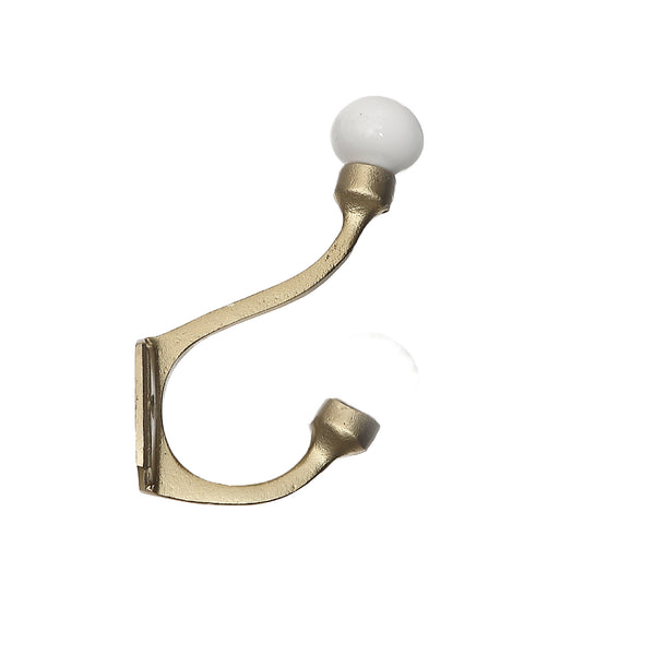 Iron Hook With Ceramic Ivory Knob (Gold) - Set of 4