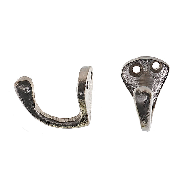 Set Of 2 Single Prong Iron Hook Nickel - Set of 3