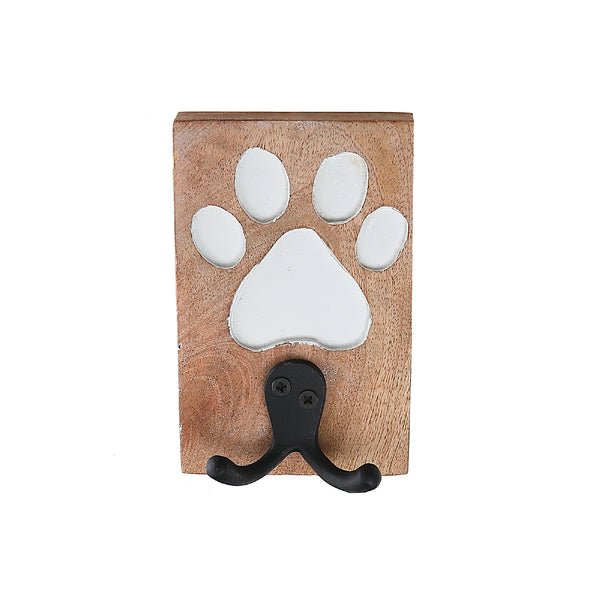 Etched Wooden Paw With Double Prong Hook Black