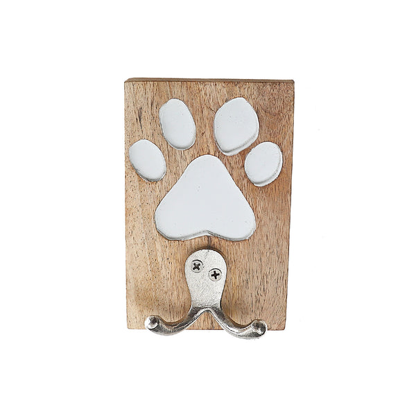 Etched Wooden Paw With Double Prong Hook Nickel