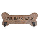 Wood Bone Shape Live Bark Walk With 2 Black Hooks