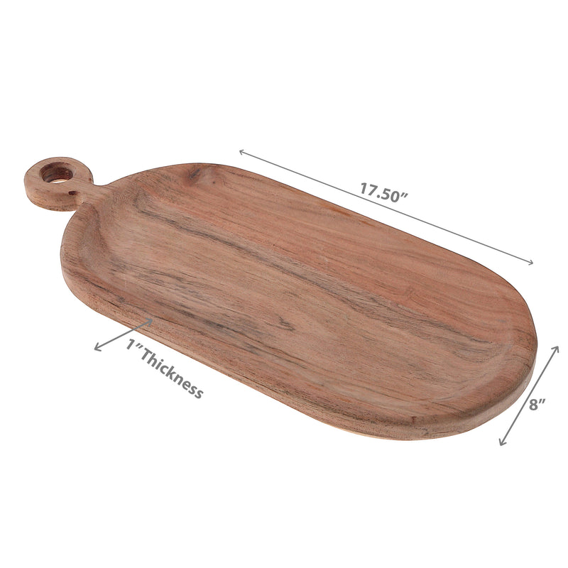 Acacia Wood Oval Serving Tray With Single Handle