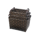 3Pc Rect. Nesting Basketweave Basket With Handle (Chocolate)