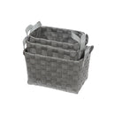 3Pc Rect. Nesting Basketweave Basket With Handle (Gray)