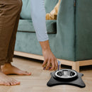 Stainless Steel Single Pet Bowl With Stand Gray - Set of 2